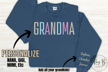 Load image into Gallery viewer, Blue GRANDMA Crewneck - Custom Sleeve