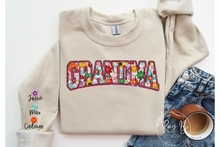 Load image into Gallery viewer, Tan Floral GRANDMA Crewneck - Custom Sleeve