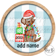 Load image into Gallery viewer, Pink or Blue Holiday Dog // Personalized Kids Ornament
