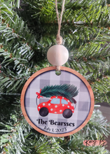 Load image into Gallery viewer, Vintage Car with wedding date // Personalized Newlywed Ornament