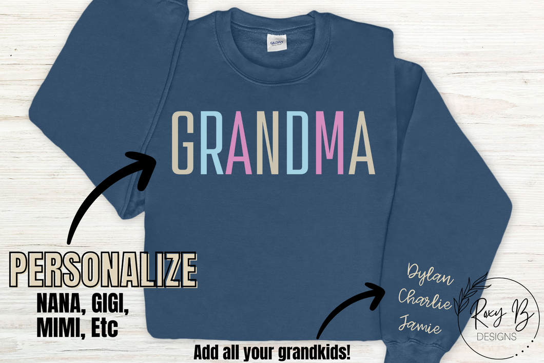 Blue GRANDMA Crewneck - Custom Sleeve