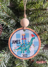 Load image into Gallery viewer, Blue Dinosaur // Personalized Kids Ornament
