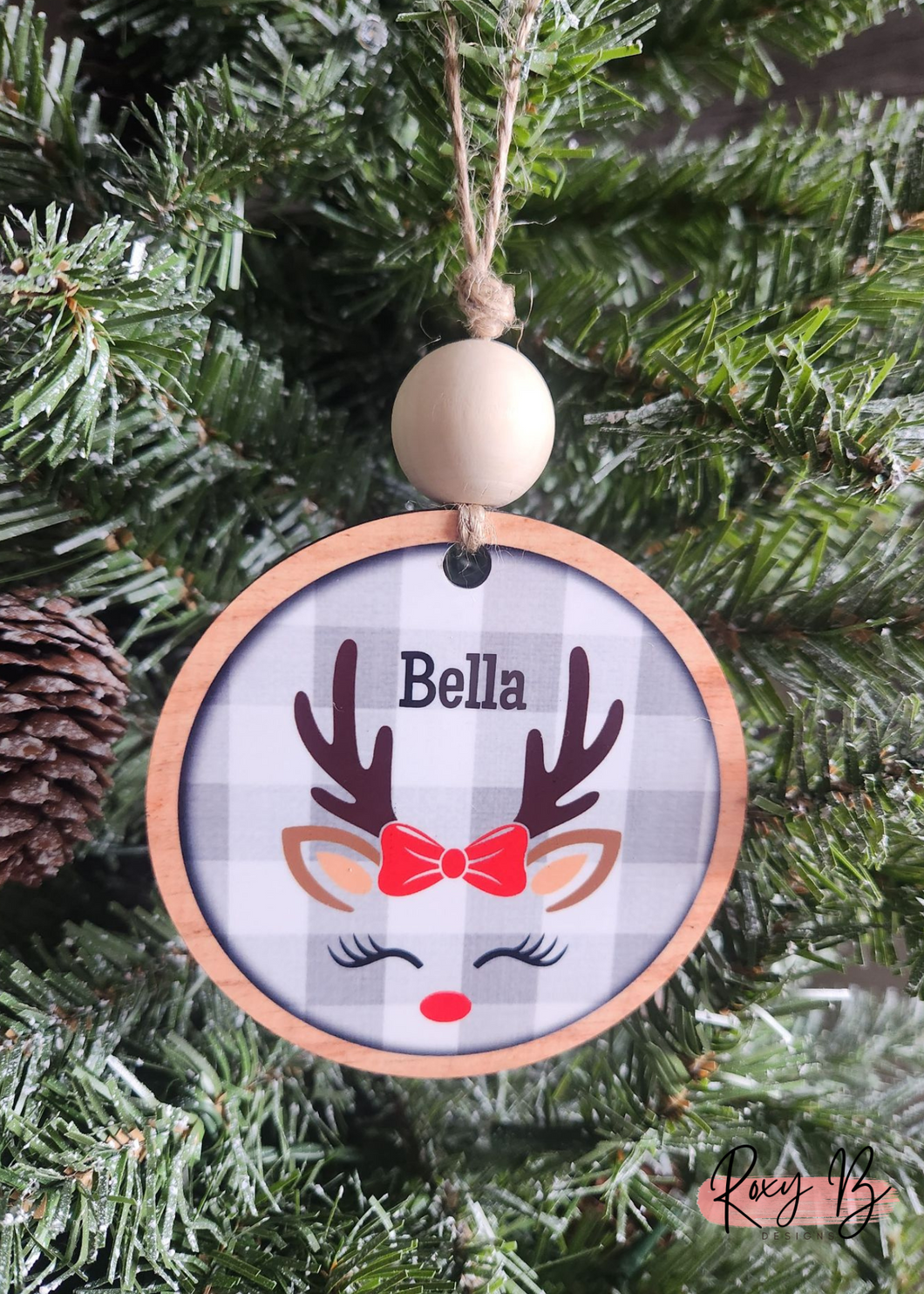 Girl Reindeer // Personalized Kids Ornament