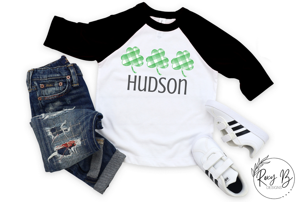 St Patricks Day // Kids Personalized Baseball Style Tee